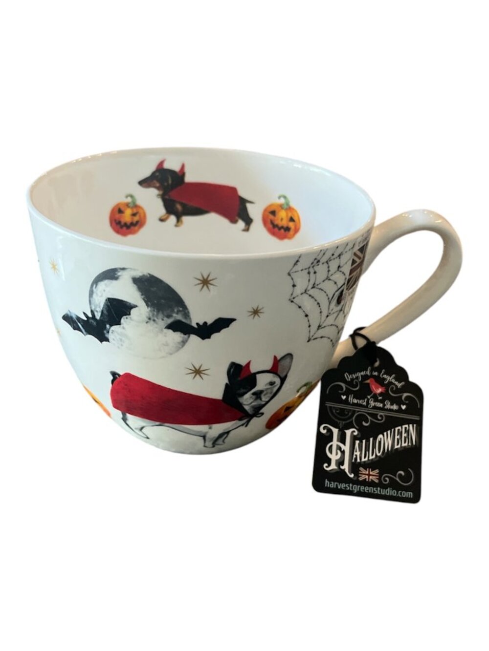 DEVIL DOGS NEW Halloween Mug Bone China Cup HARVEST GREEN STUDIO 22 oz England